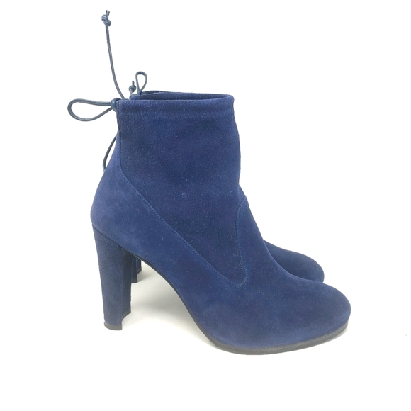 Stuart Weitzman Navy Suede Perfection Bootie Size 6 1/2 - Picture 3 of 10